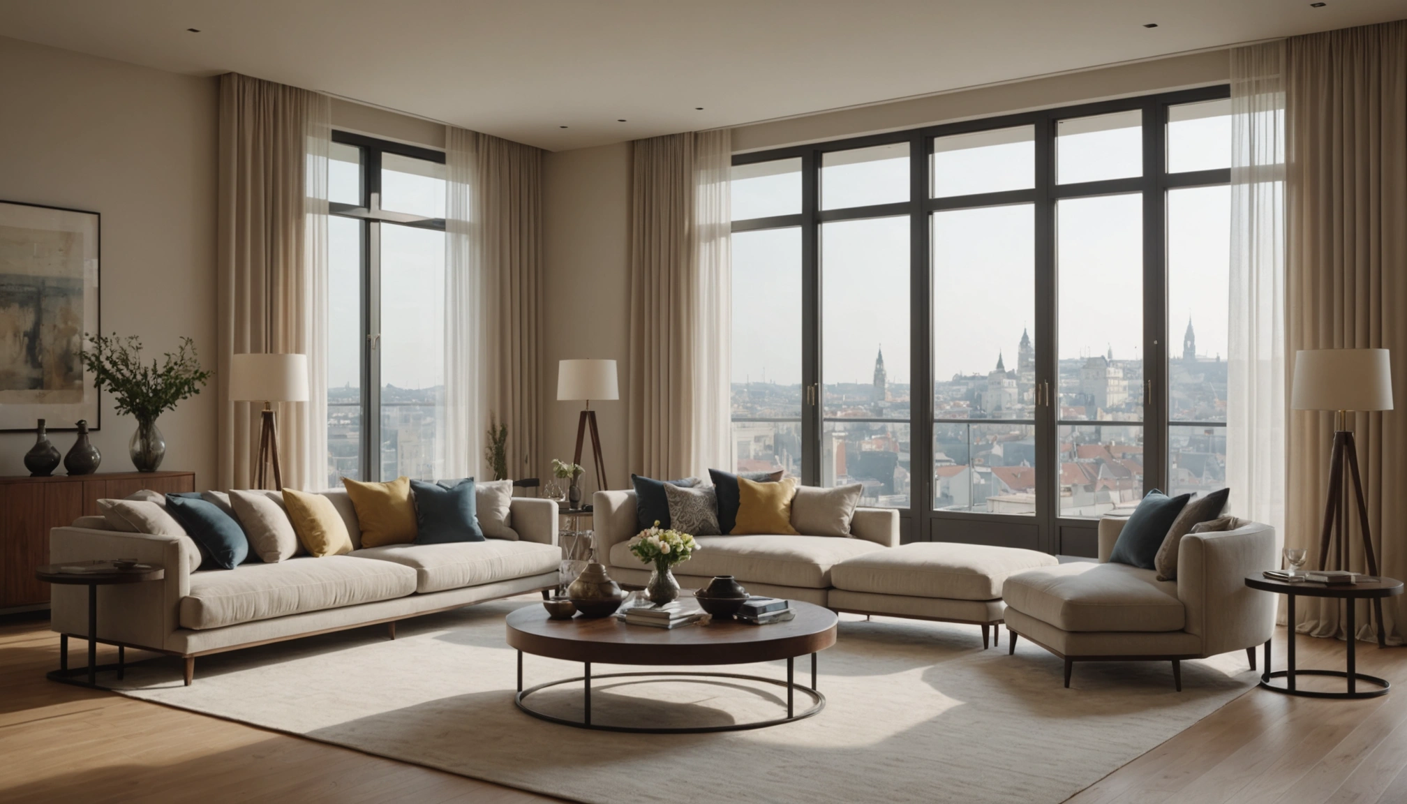 décoration pour fenêtres jusqu'au sol